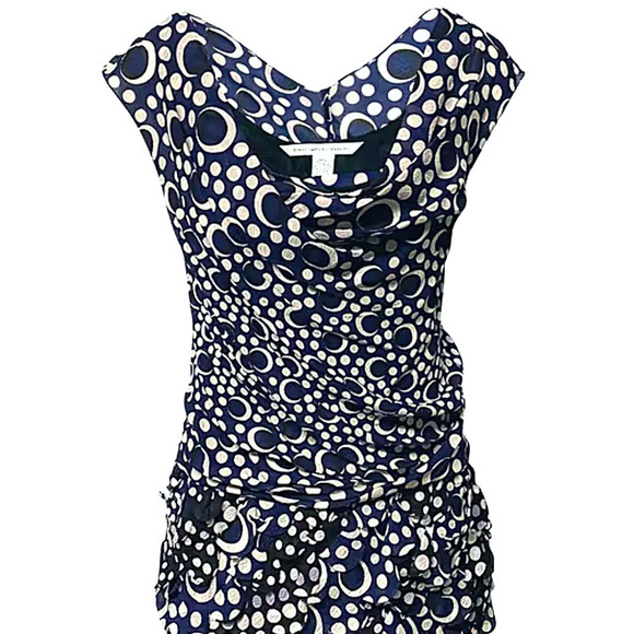 Diane Von Furstenberg DVF 100% Silk Draped Printed Persia Mini Dress Siz… - Picture 4 of 16